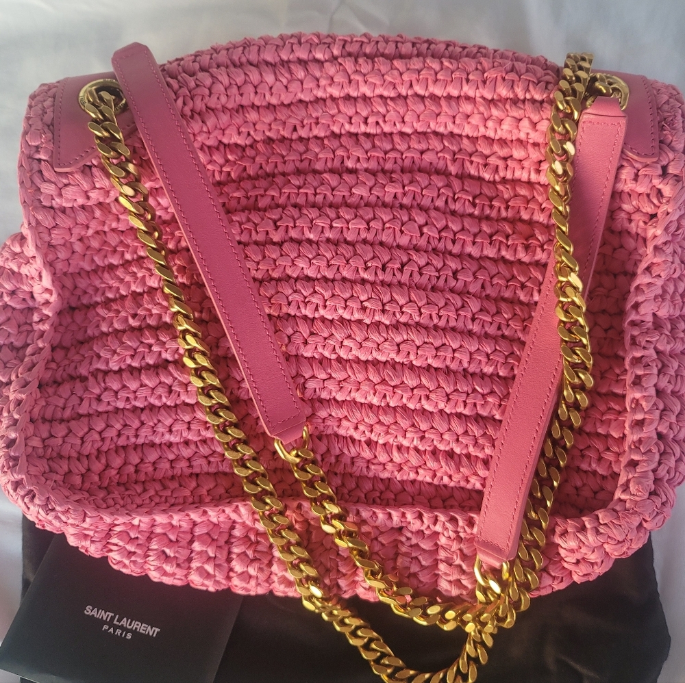 YSL Pink Raffia Bag - Picture 2 of 16